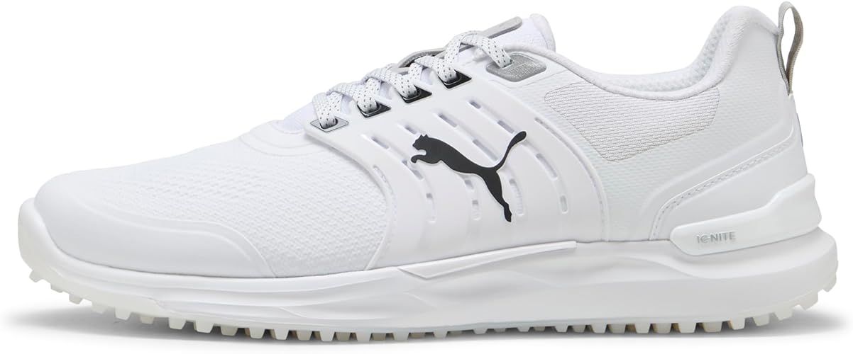 PUMA Golf Men's Ignite Elevate 2 Golf Shoes - Puma White/Puma Black/Puma Silver, Size 8EE