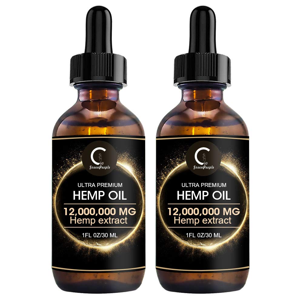 GPGP GreenPeople Natural Hemp Oil Extract, 12,000,000mg Immune System Support - 1 fl. oz. (2 Pack)
