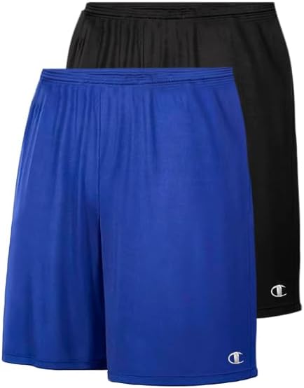 Champion Men's Big and Tall Performance Dry Fit Running Shorts - Black/Royal, Size 5X (2 Pair)