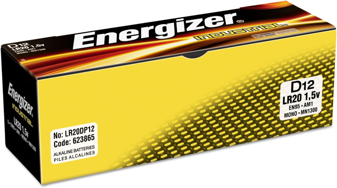 Energizer Industrial Alkaline Batteries - D - 12 Pack