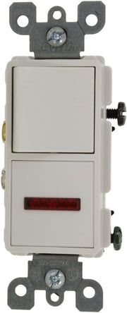 Leviton 15 Amp/120V Decora Commercial Grade Single Pole Rocker Switch and Neon Pilot Light, White 5626-W