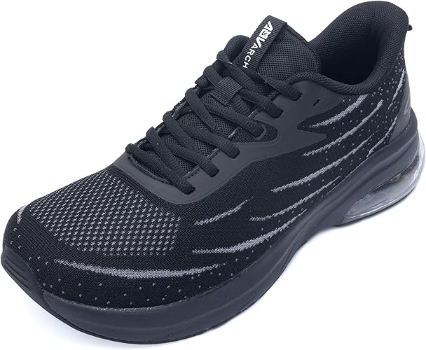 QAUPPE Men's Wide Toe Box Walking Shoes with Arch Support - Black, Size 11