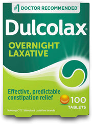 Dulcolax Overnight Laxative for Constipation Relief - 100 Coated Tablets