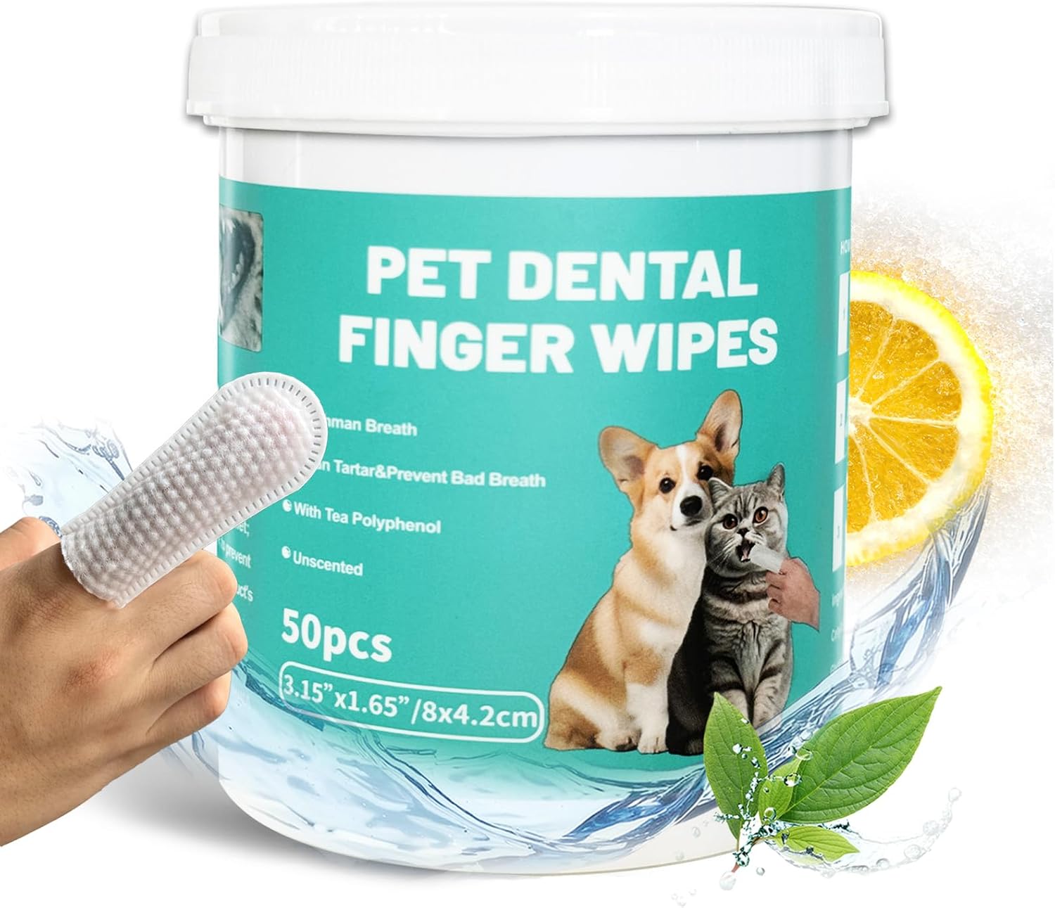 Pet Dental Finger Wipes for Dogs & Cats - 50pcs