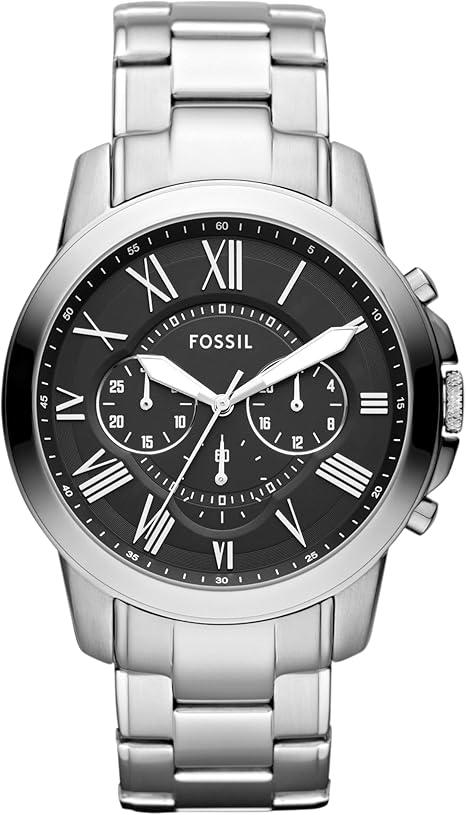 Men's Fossil Grant Chronograph Black Dial Stainless Steel 44mm Watch (FS4736)