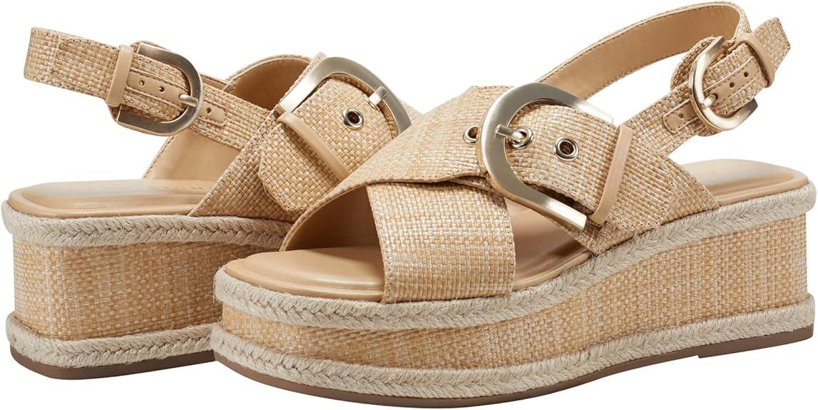 Marc Fisher LTD Women's Renda Platform Sandals, Natural Raffia - Size 10