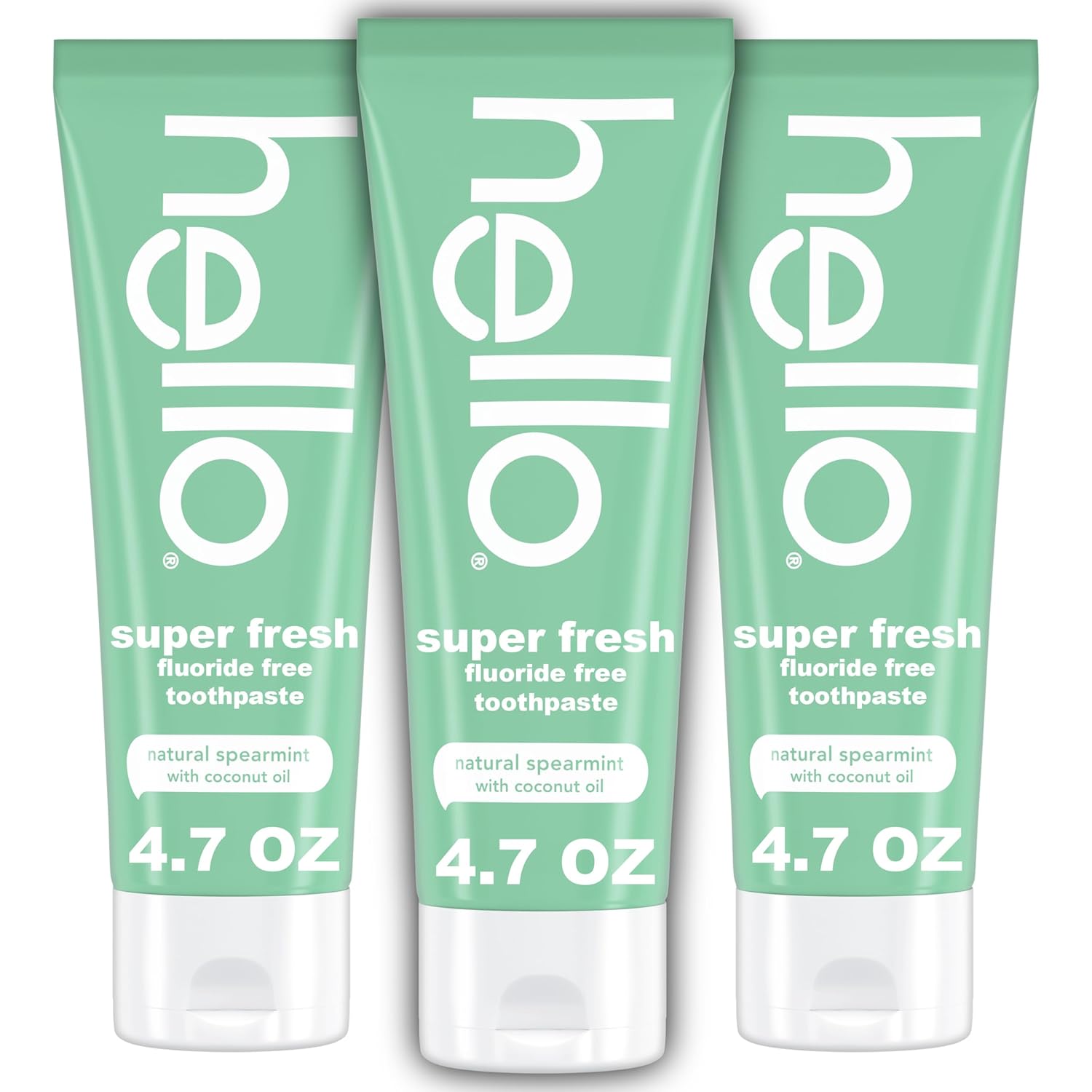 Hello Super Fresh Fluoride Free Toothpaste - Natural Spearmint, 4.7oz Tube (3 Pack)
