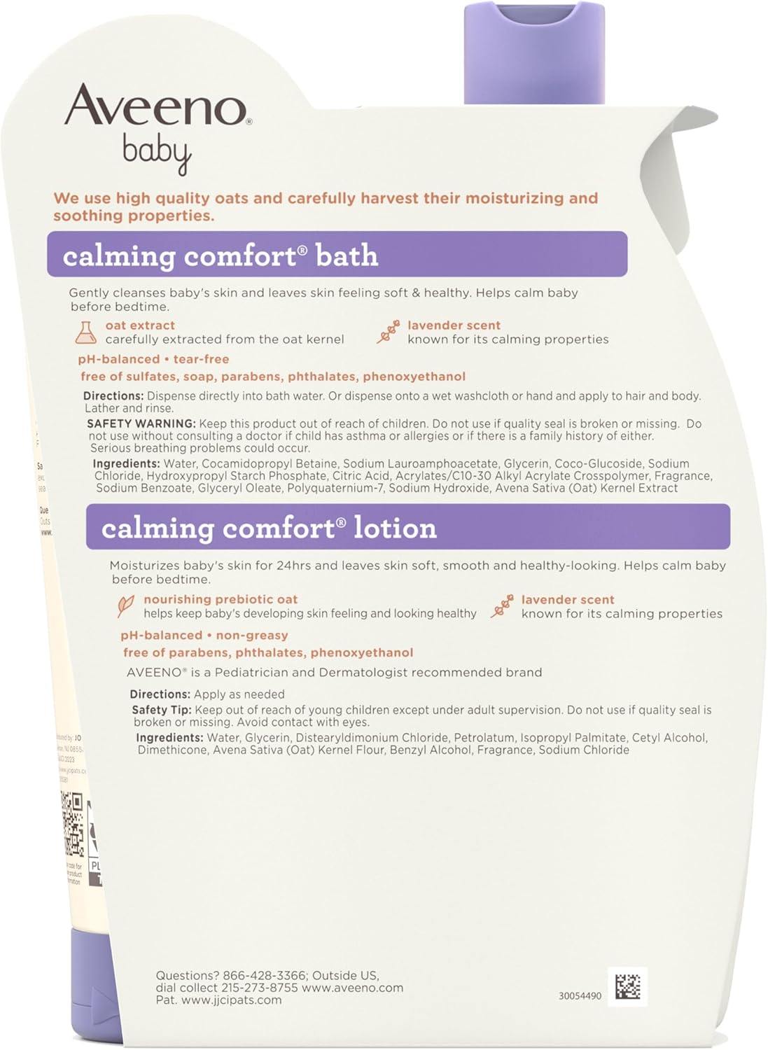 Aveeno Baby Calming Comfort Bath & Lotion Set with Natural Oat, Lavender & Vanilla Scents
