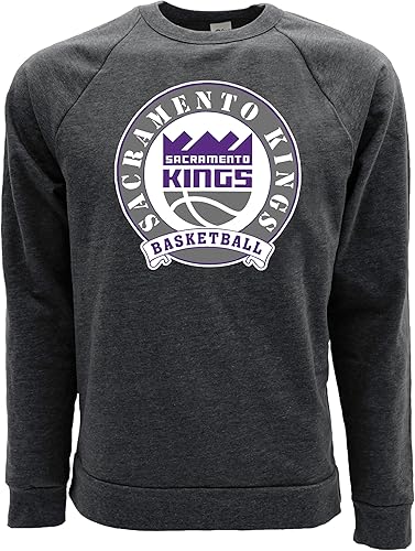 Blue 84 Officially Licensed NBA Adult Tri-Blend Crewneck Sweatshirt - Sacramento Kings, Size Large