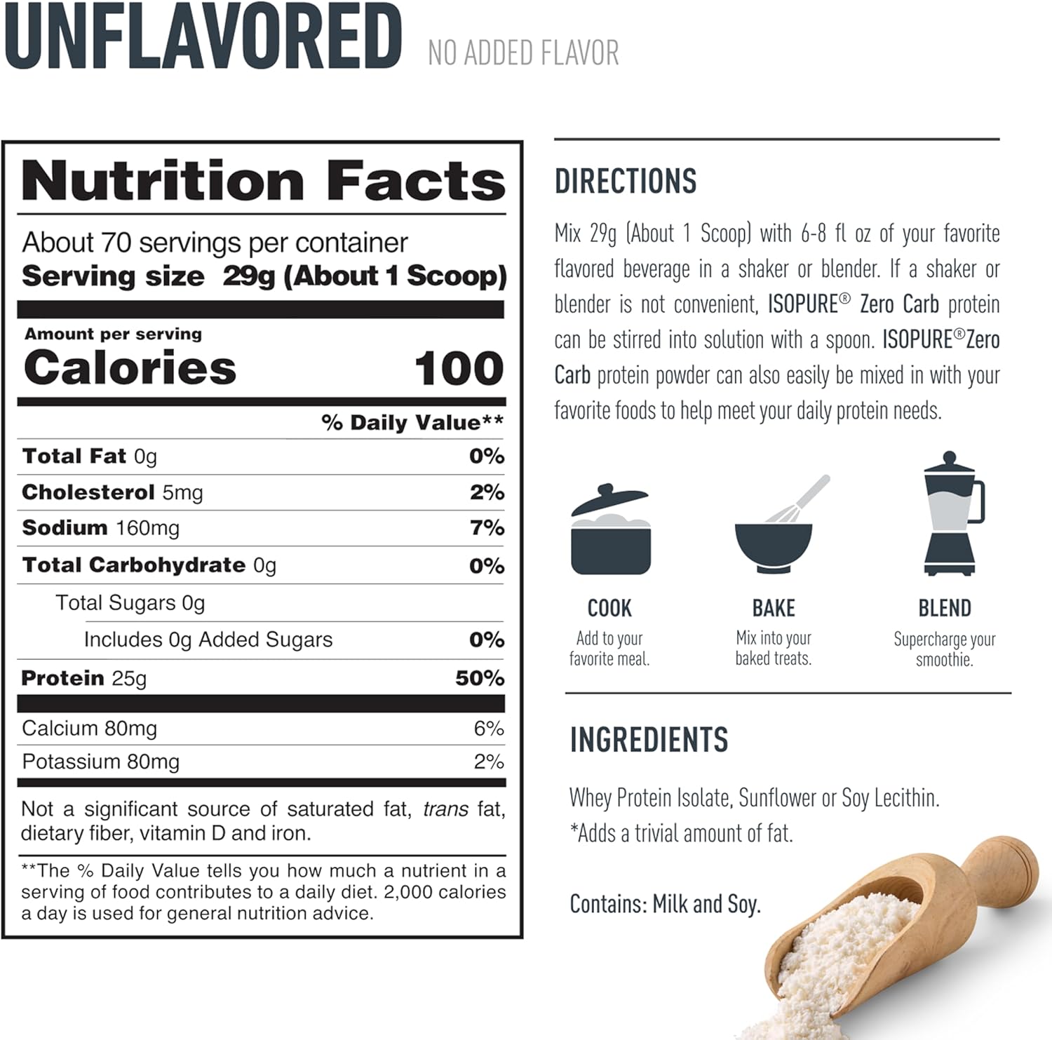 Isopure Zero Carb 100% Pure Whey Isolate Protein Powder - Unflavored, 4.5 lbs.