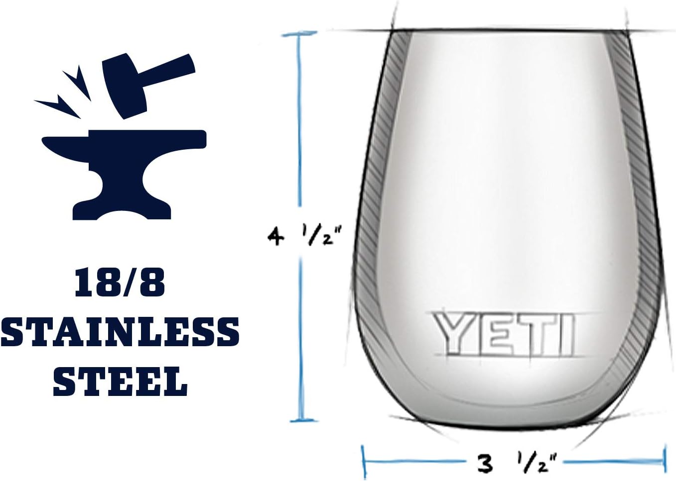 Yeti Rambler 10oz Wine Tumbler, No Lid - White