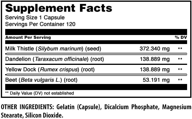 Amazing Formulas Non-GMO, Gluten-Free Liver Support - 120 Capsules