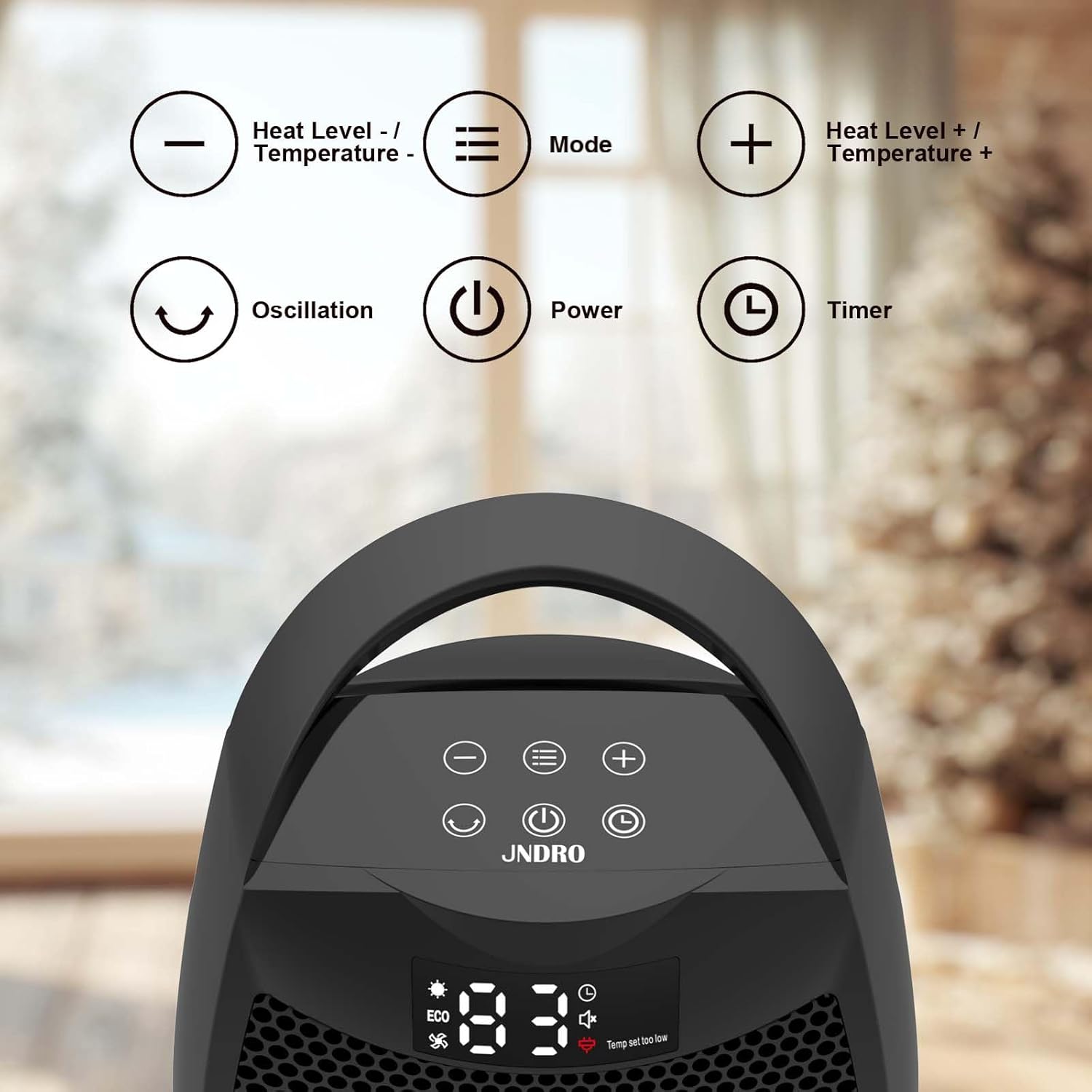 GiveBest Ceramic Portable Electric Space Heater w/Thermostat, 1500W/750W - Black