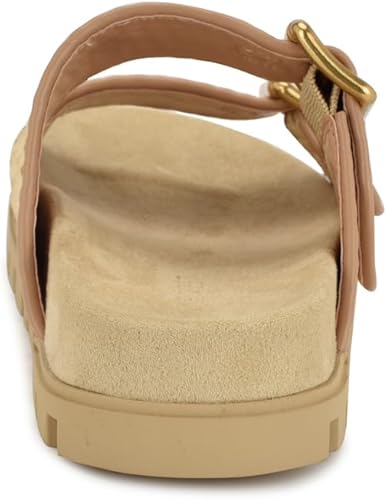 Nine West Women's Timma Double Strap Slip-On Casual Sandals - Light Natural, Size 9.5
