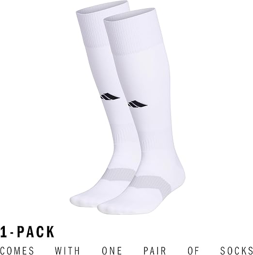 adidas Unisex Metro Knee-High Soccer Socks - White, Large