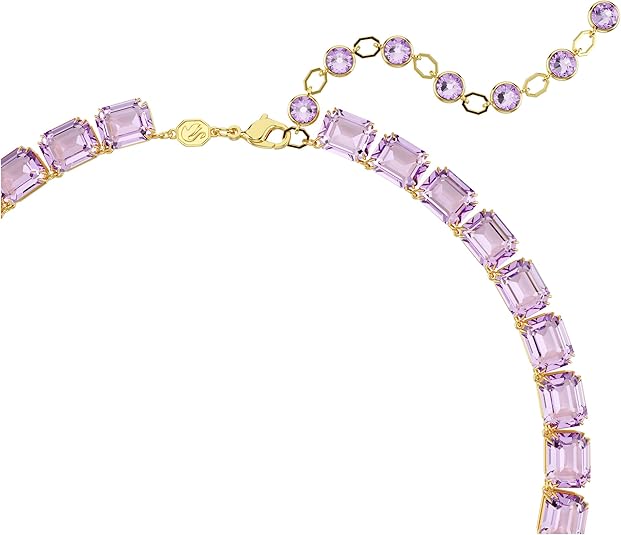 Swarovski Millenia Octagon Cut Tennis Necklace, Purple Gold-Plated (5705754)