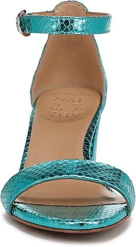 Naturalizer Women's Vera Metallic Snake Print Leather Heels - Teal, Size 10W