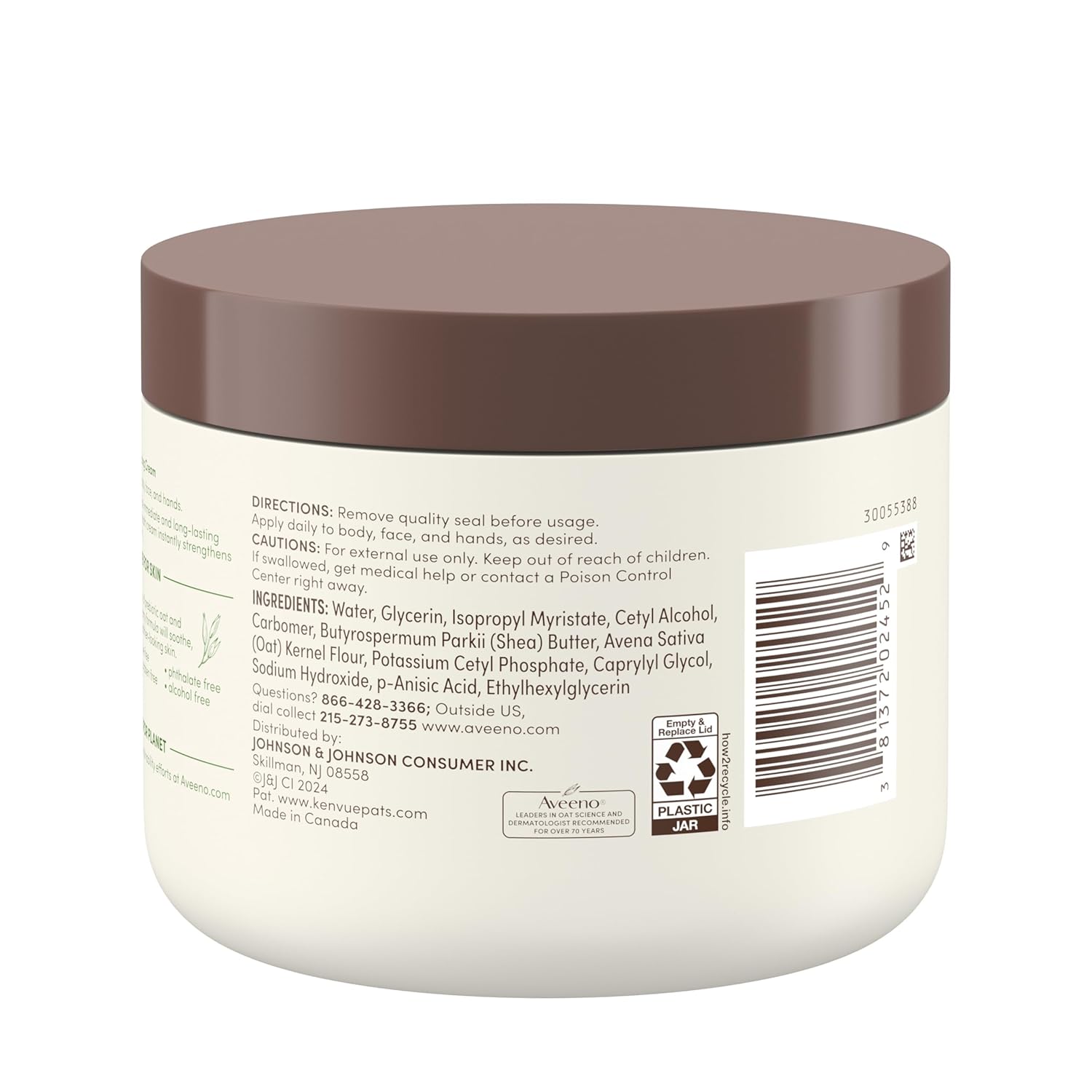 Aveeno Daily Moisturizing Cream with Prebiotic Oat & Shea Butter for Body, Face, & Hands - 20oz