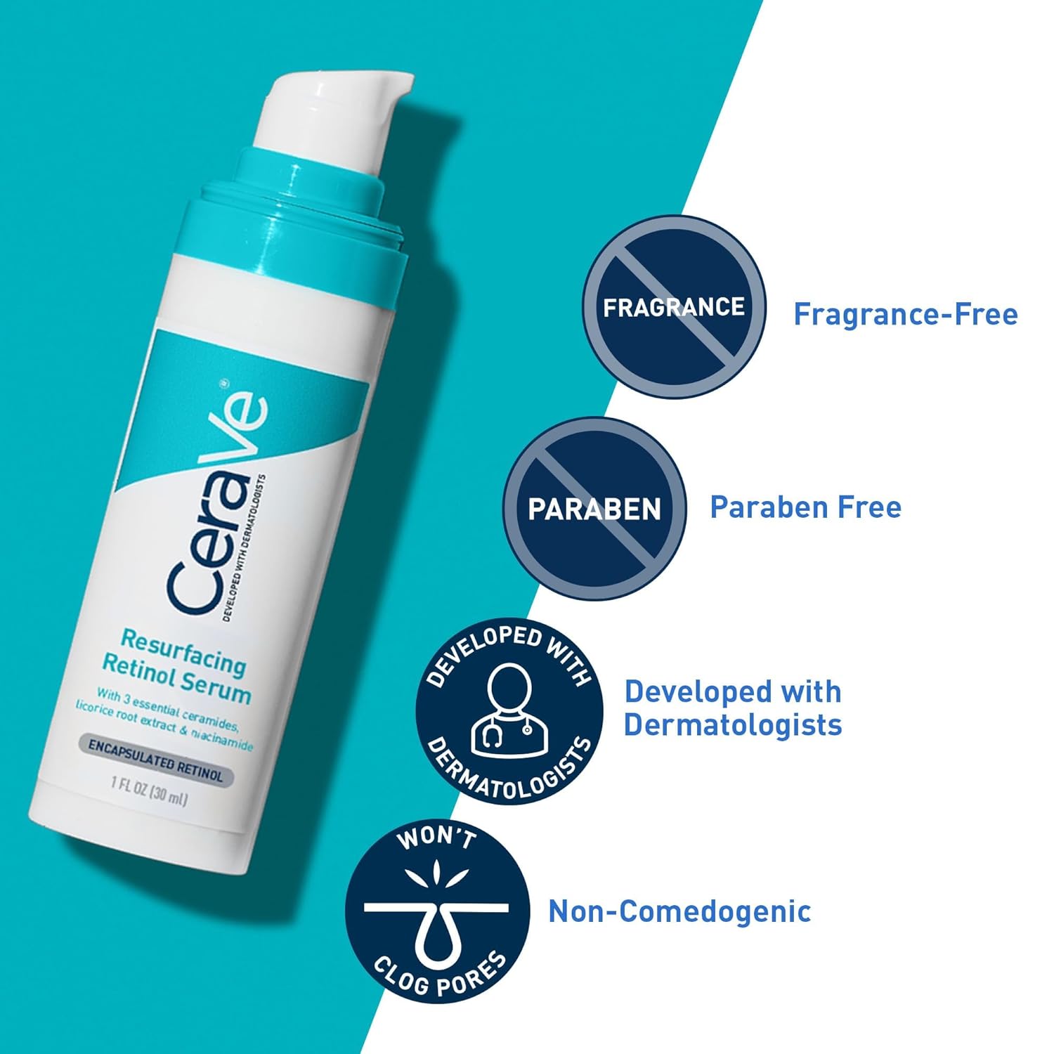 CeraVe Resurfacing Retinol Serum for Post-Acne Marks and Skin Texture - 1 fl. oz.