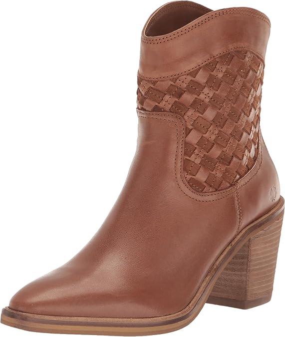 Lucky Brand Women's Aryleis Block-Heel Western Ankle Bootie, Cognac - Size 5.5