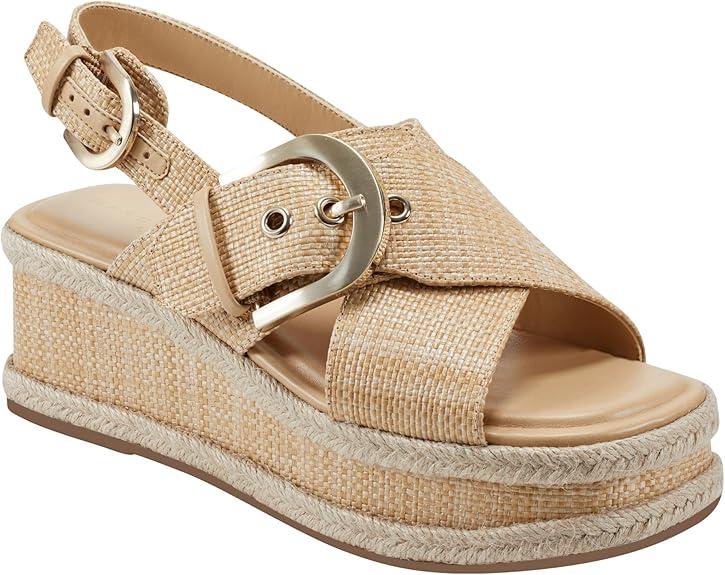 Marc Fisher LTD Women's Renda Platform Sandals, Natural Raffia - Size 10
