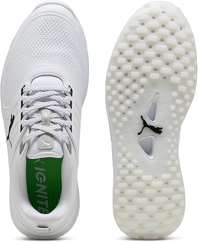 PUMA Golf Men's Ignite Elevate 2 Golf Shoes - Puma White/Puma Black/Puma Silver, Size 8EE