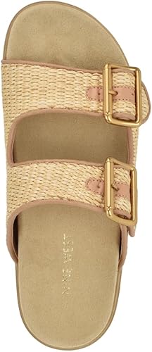 Nine West Women's Timma Double Strap Slip-On Casual Sandals - Light Natural, Size 9.5