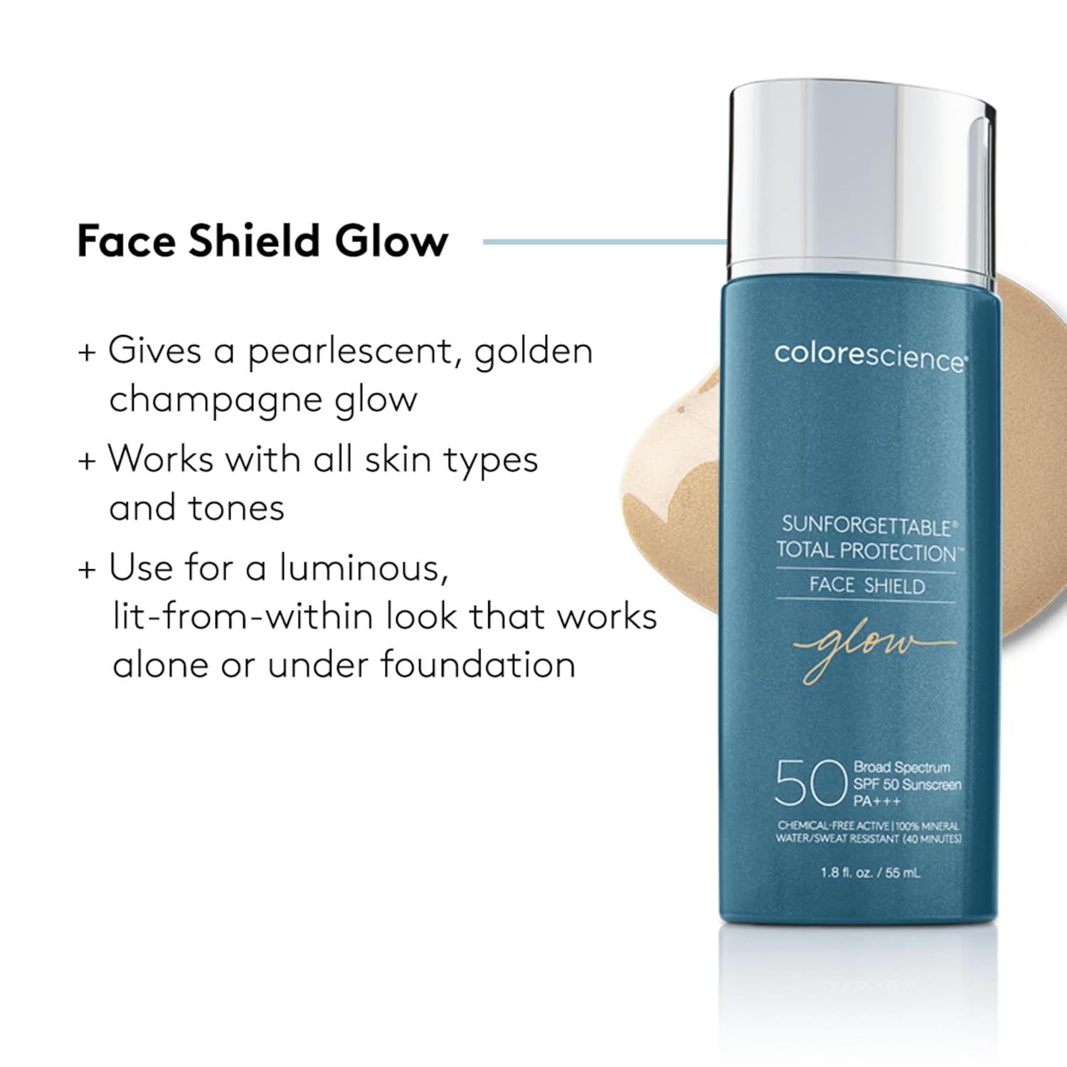 Colorescience Sunforgettable Total Protection Face Shield SPF 50 Tinted Sunscreen - Glow, 1.8 fl. oz.