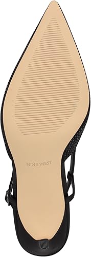 Nine West Women's Rumer Pointy Toe Slingback Pumps - Black Satin, Size 5
