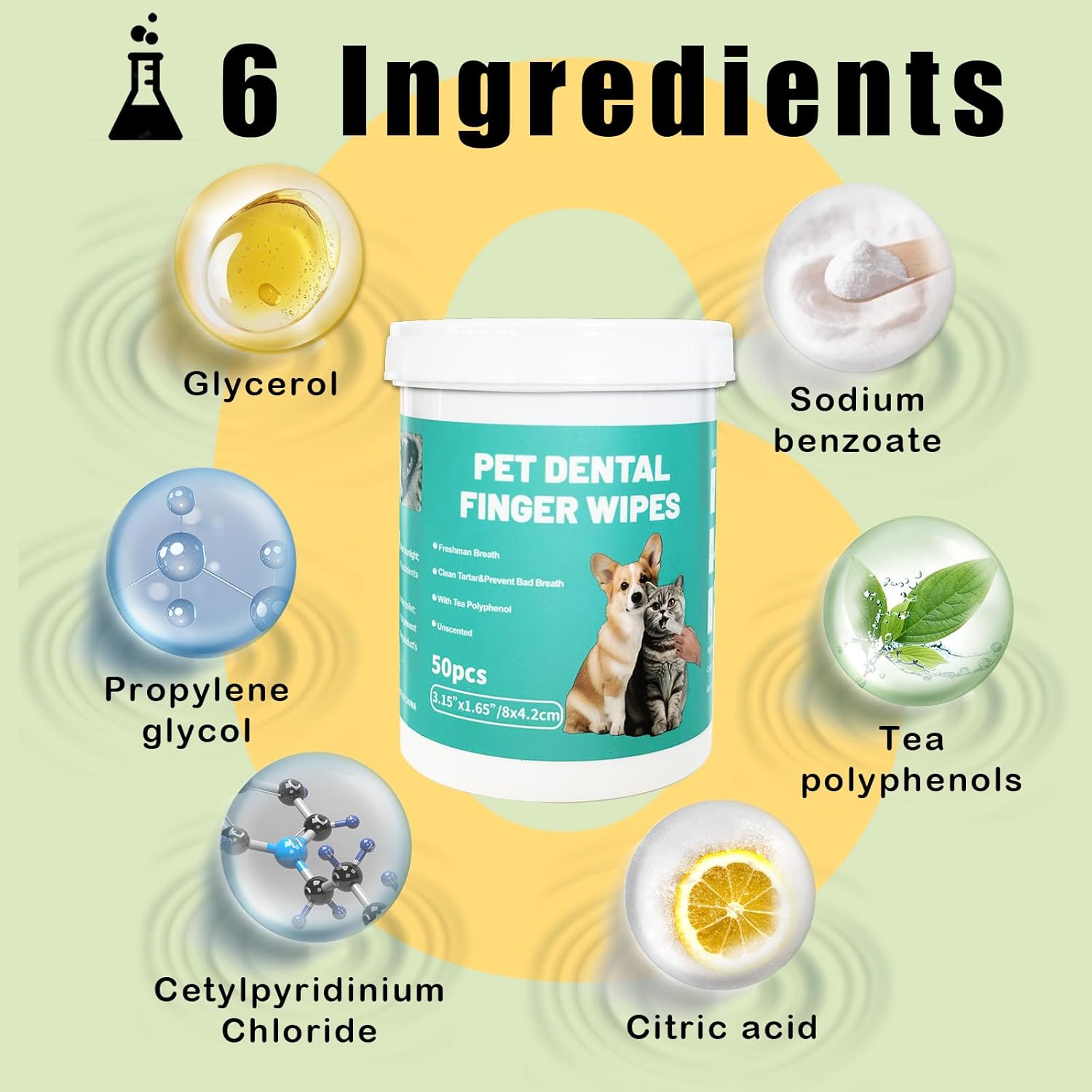 Pet Dental Finger Wipes for Dogs & Cats - 50pcs
