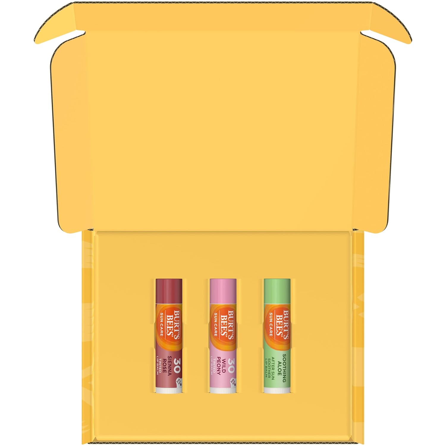 Burt's Bees Sun Care Lip Balm Pack, SPF 30 Tinted Lip Balm, Water-Resistant Moisturizer, Wild Peony, Sienna Rose, 3 Tubes, 0.15 oz.