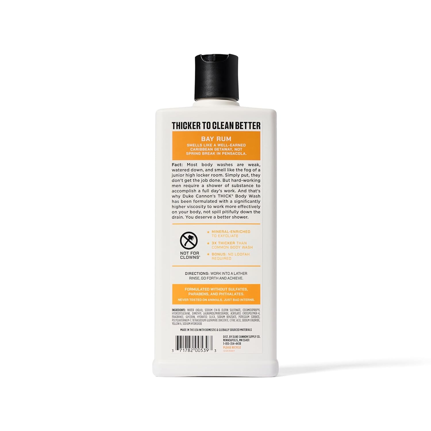 Duke Cannon Supply Co. Thick High Viscosity Men's Body Wash - Bay Rum (Island Spice + Golden Rum) 18 fl oz