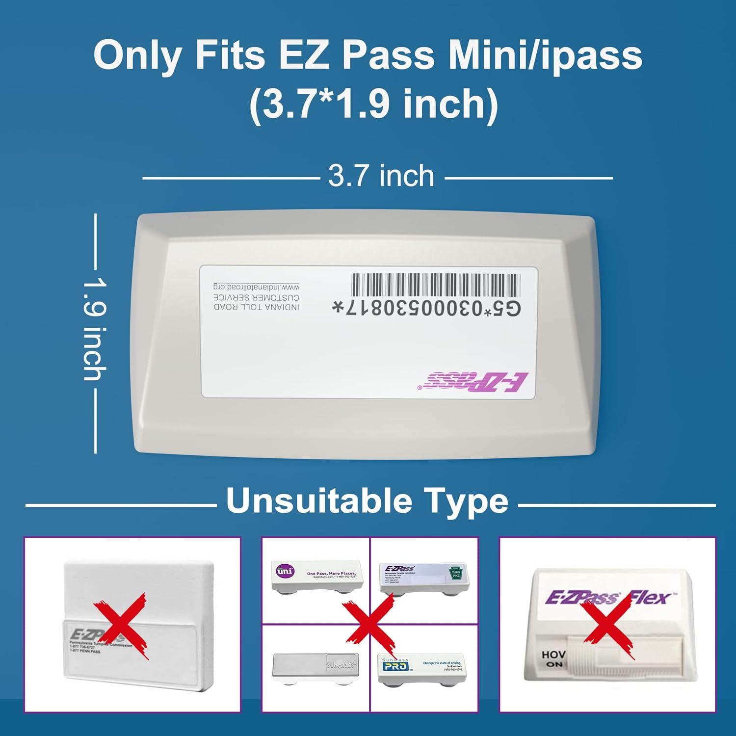 EZ Pass/iPass Transponder Holder, Super Strong Suction Cups for Windshield - Black