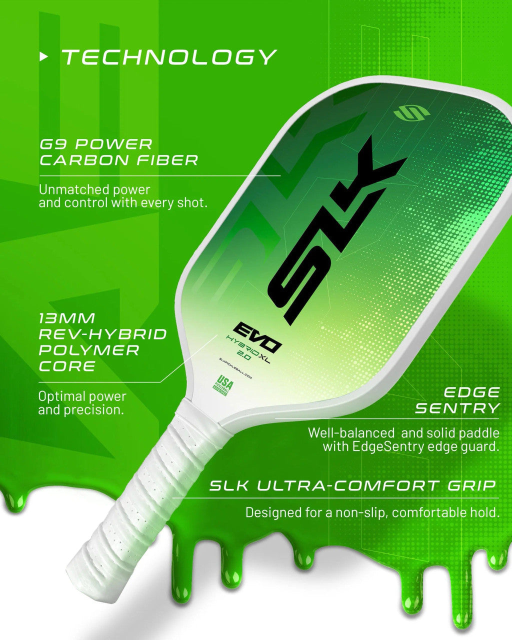 Selkirk SLK Evo Hybrid 2.0 XL Pickleball Paddle - Green