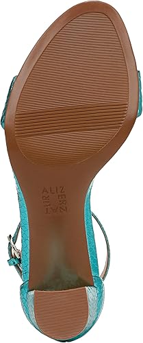 Naturalizer Women's Vera Metallic Snake Print Leather Heels - Teal, Size 10W