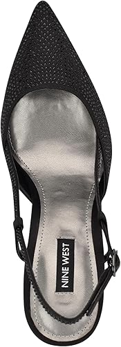 Nine West Women's Rumer Pointy Toe Slingback Pumps - Black Satin, Size 5