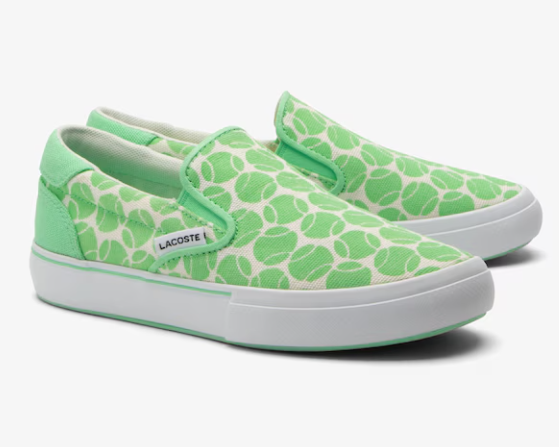 Lacoste Kid's Jump Serve Slip On Sneakers - Tennis Print (Green/White), 2.5