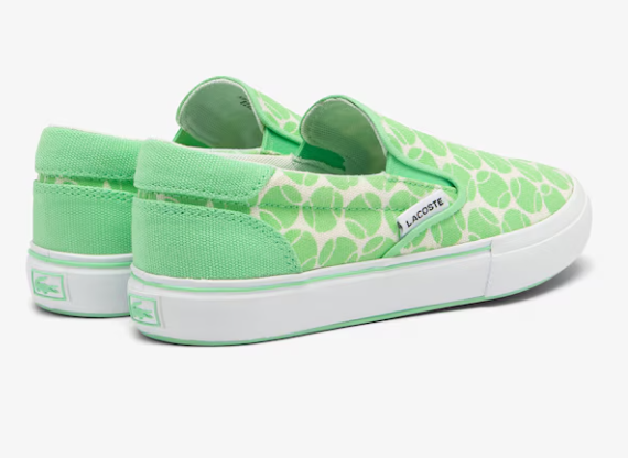 Lacoste Kid's Jump Serve Slip On Sneakers - Tennis Print (Green/White), 2.5