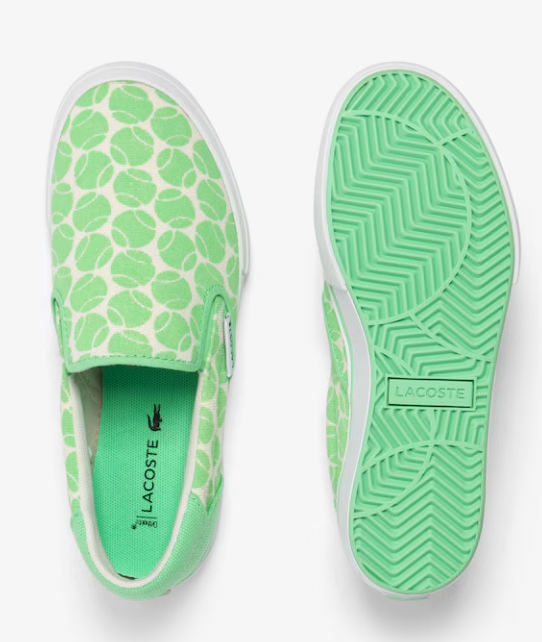Lacoste Kid's Jump Serve Slip On Sneakers - Tennis Print (Green/White), 2.5