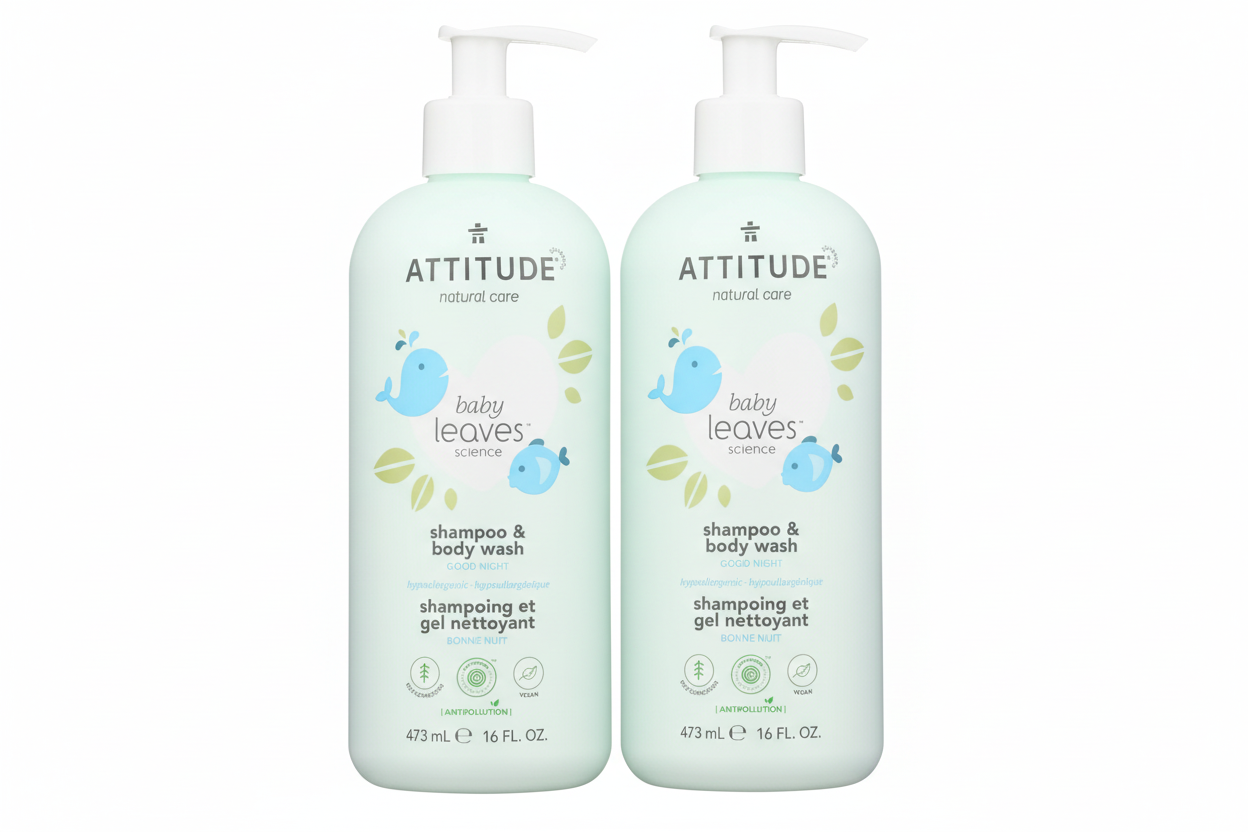 ATTITUDE Baby Leaves Science 2-in-1 Shampoo & Body Wash - Good Night, 16 fl. oz. (2 Pack)