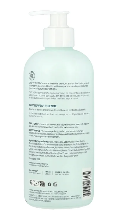 ATTITUDE Baby Leaves Science 2-in-1 Shampoo & Body Wash - Good Night, 16 fl. oz. (2 Pack)