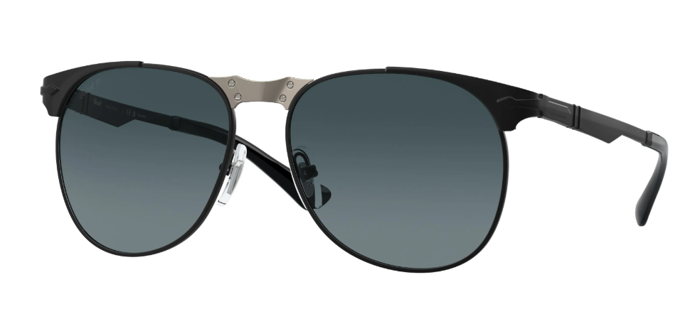 Persol Men's PO1016S 1130S3 Sunglasses - Black, Polar Gradient Dark Blue Lens, 57-16-145