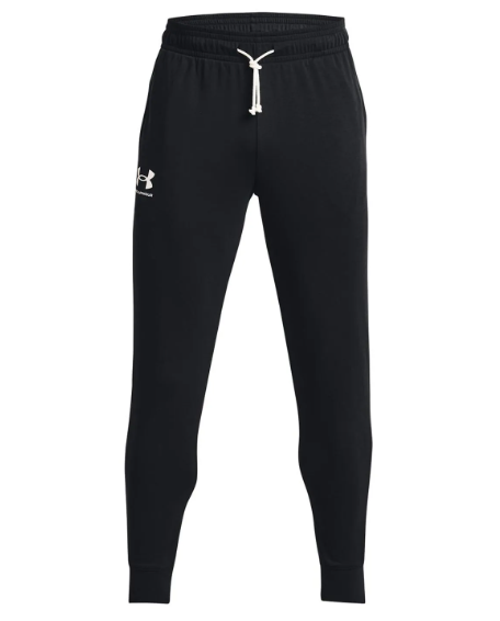Under Armour Men's Rival Terry Joggers - Black/White, Size Large