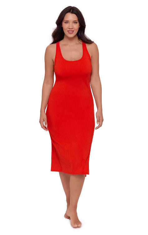 Women's S3 Wim Midi Dress Cover-Up - Scarlet Red, Size Medium