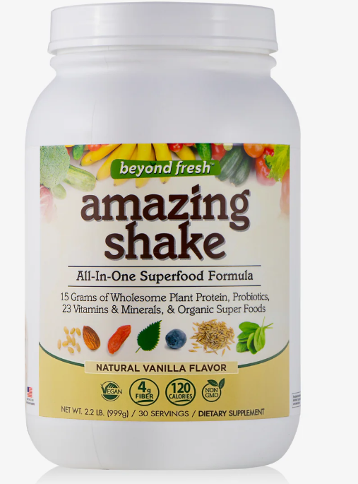 Beyond Fresh Amazing Shake Superfood Meal Replacement Powder - Natural Vanilla Flavor, 2.2lb.