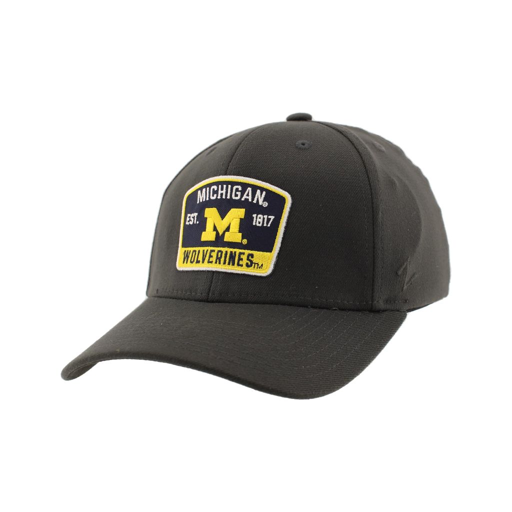 ZHATS Men's Standard NCAA Officially Licensed Fitted Hat ZH Patch Switchback Charcoal, Grey, Medium