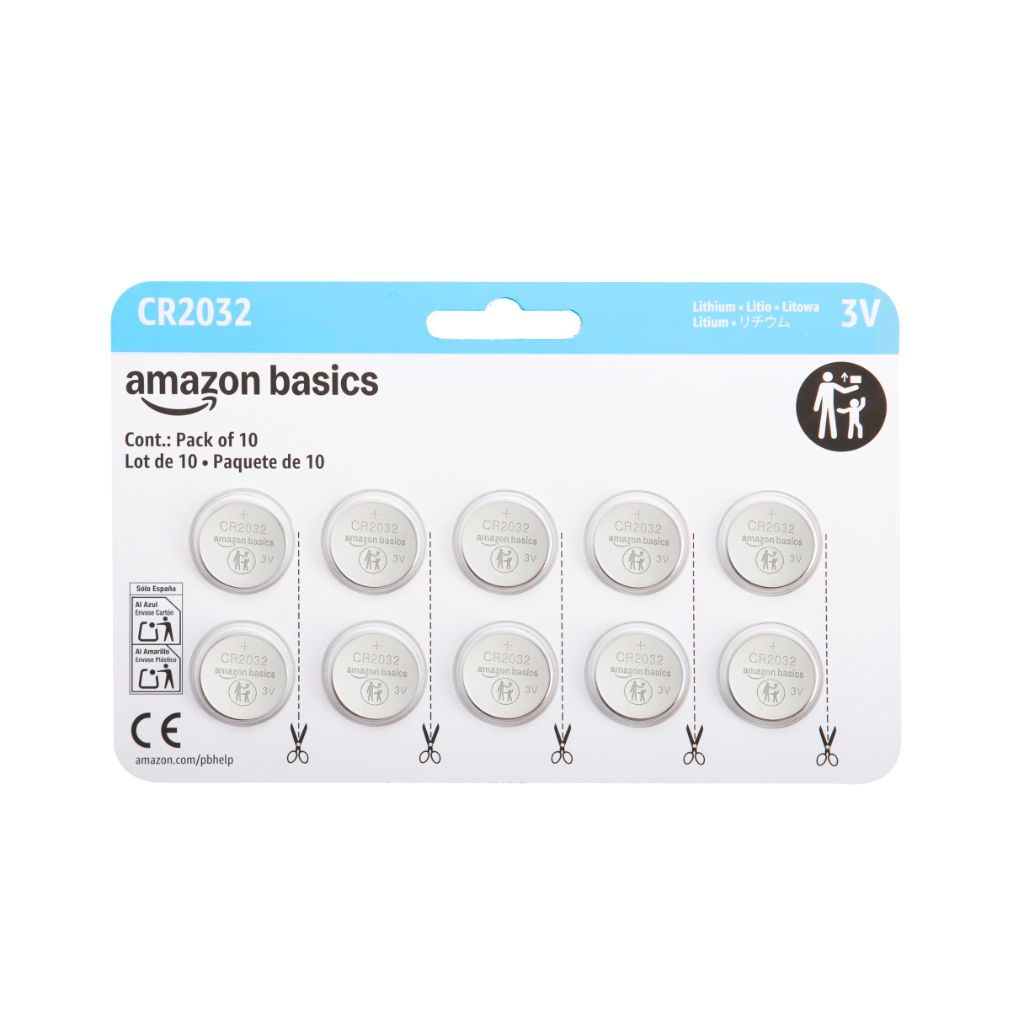 Amazon Basics CR2032 3V Lithium Coin Cell Batteries 10-Pack