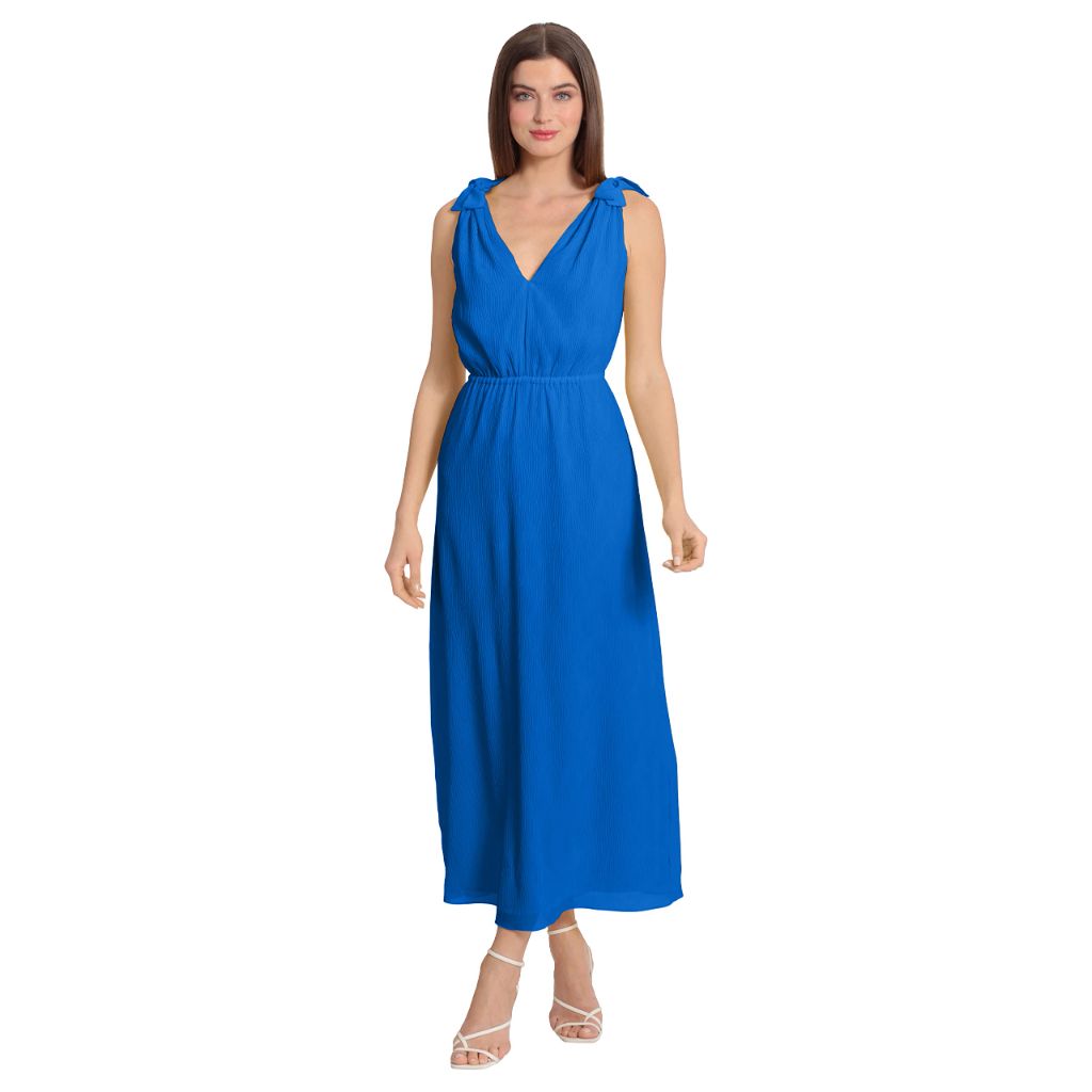 SZ 2, Maggy London Women's Tie Shoulder Chiffon Maxi Dress | Ocean