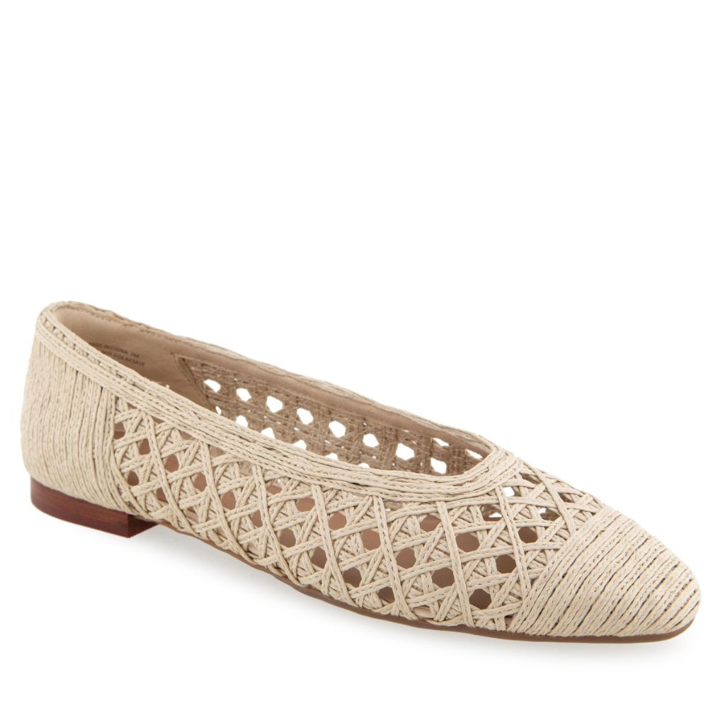Aerosoles Women's Arno Raffia Ballet Flat, Natural Embroidered Raffia, 8M