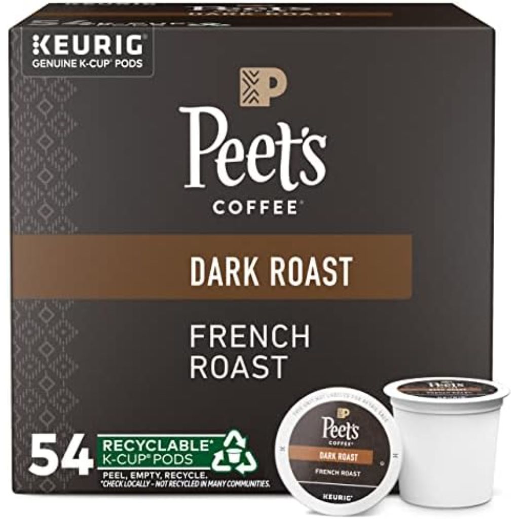 Peet's Coffee, Dark Roast Keurig K-Cup Pods - French Roast 54 Count (1 Box of 54 K-Cup Pods)